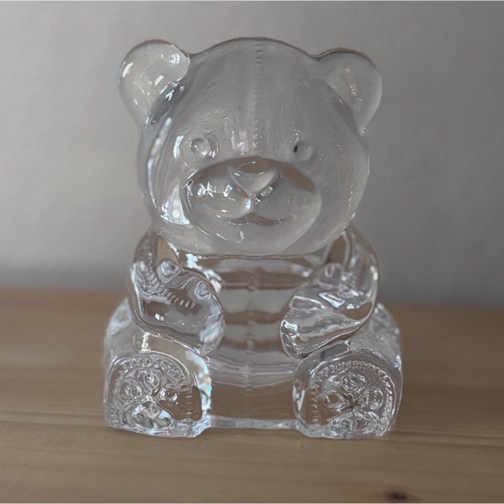 PartyLite Candle Holder Glass Teddy Bear Vintage